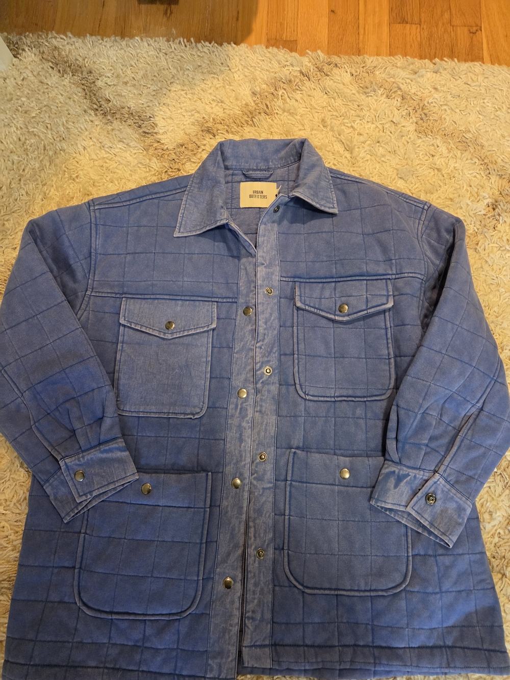 Urban Outfitters Blue Quilted Shirt Jacket. very oversized.